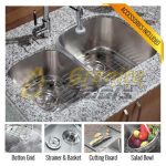 1-3/4 Double bowl kitchen sink 16 gauge reverse