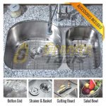 1-1/2 Double bowl kitchen sink 16 gauge
