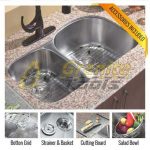 Big 1-3/4 double bowl kitchen sink 16 gauge reverse