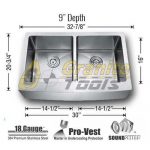 Double equal bowl APRON kitchen sink 18 gauge detail