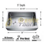 Super single bowl APRON kitchen sink 18 gauge detail