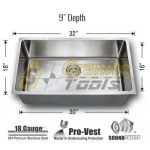Super single bowl kitchen sink 18 gauge detail