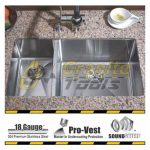 1-1/2 Double bowl kitchen sink 18 gauge reverse