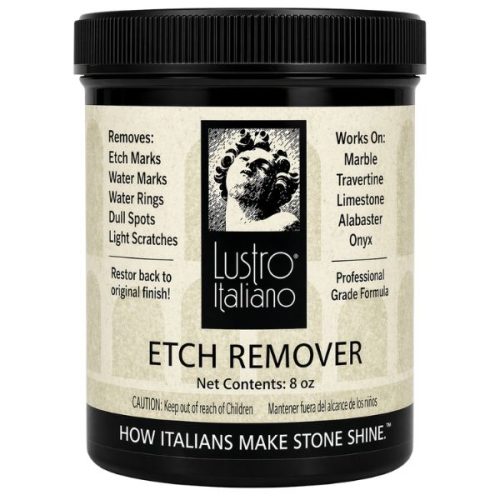 Tenax Lustro Italiano for removing etch marks and watermarks from marble and limestone