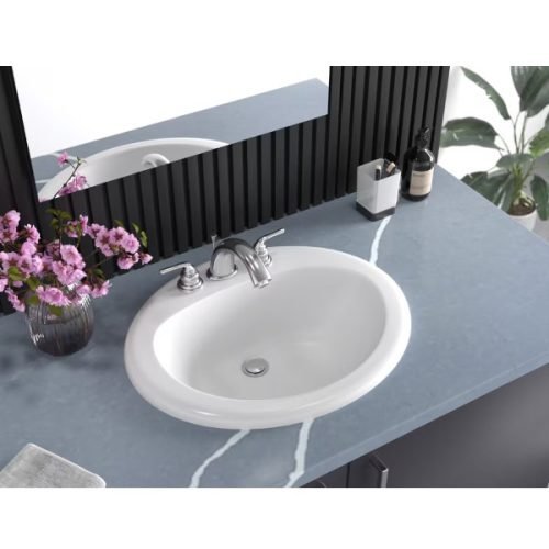 PL-1011 White Porcelain Self-Rimming Bathroom Sink
