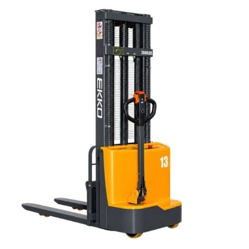 EKKO EB13CD electric fork over stacker for warehouse material handling