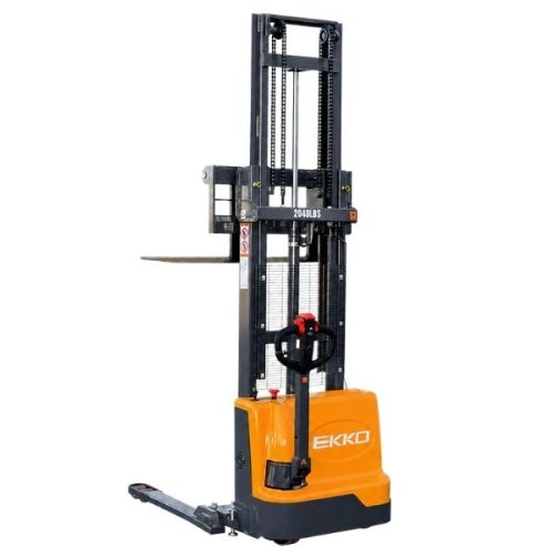 EKKO EB12EA electric straddle stacker for warehouse material handling