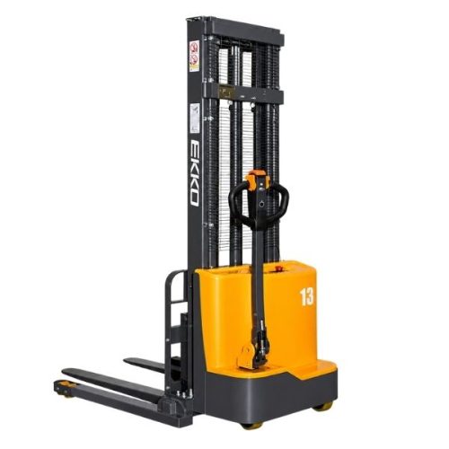 EKKO EB13C-138 electric straddle stacker for warehouse material handling
