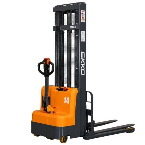 EKKO EB14C-138 full powered straddle stacker for warehouse handling