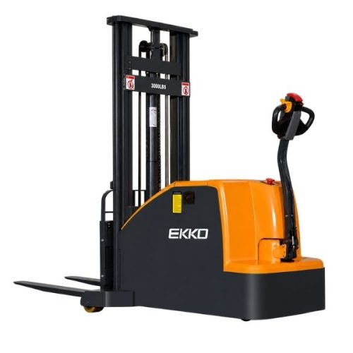 EKKO EK14C-130 fully powered counterbalanced walkie stacker for material handling.