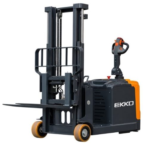 EKKO EK14S-130 fully powered counterbalanced walkie stacker with side-shifting