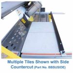 Multiple tiles positioned on Alpha Black Belt Rail Saw BBS-012 with side countercut
