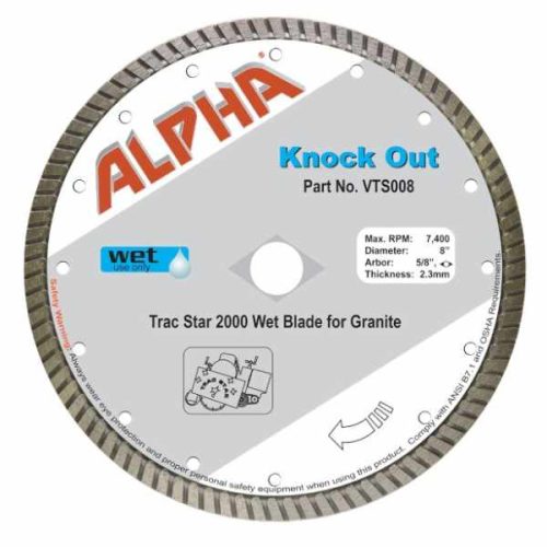 Alpha Knock Out VTS008 diamond blade for granite and engineered stone cutting