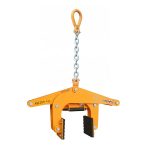 Yellow Aardwolf ASL200-CLL scissor lifter with short chain and black rubber grip pads.