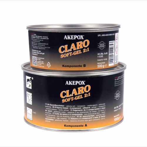 Akepox Claro Soft Gel Epoxy 2-component adhesive for bonding natural and artificial stone surfaces.
