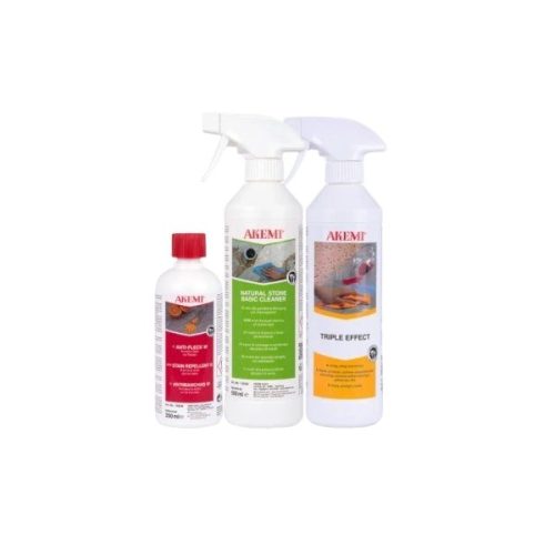 Akemi Small Care Set for cleaning, sealing, and polishing natural stone