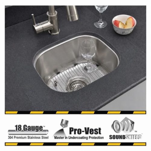 BOOTES small single bowl undermount bar prep sink in stainless steel