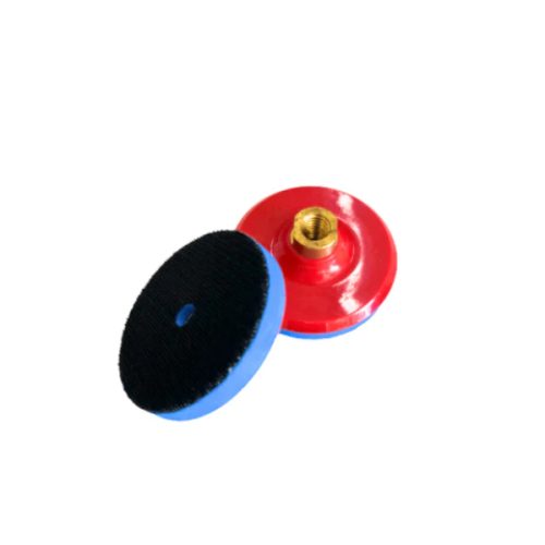 Cyclone Plastic Red Backer Pad for stone edge fabrication and polishing.