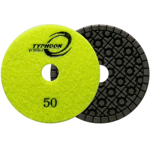 Diamax Typhoon 7 Step Clover Polishing System pads for wet stone polishing.