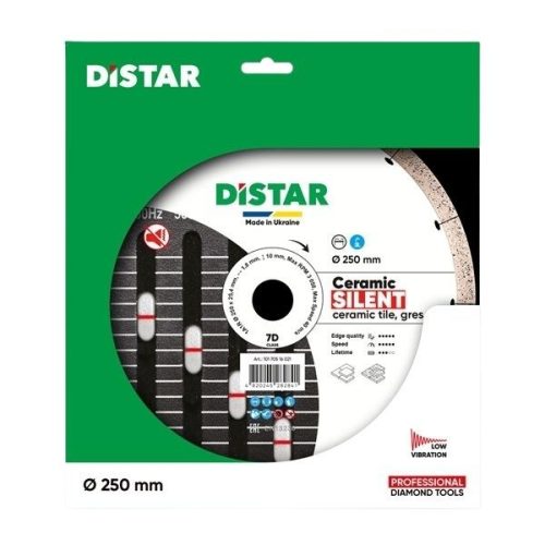 DiStar Ceramic Silent 10″ diamond blade for quieter cutting of porcelain gres tiles