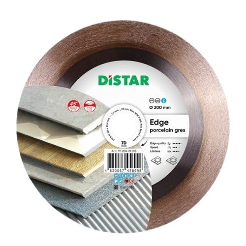 DiStar Edge 8″ diamond blade for 45-degree cutting of porcelain gres tiles