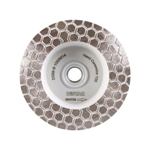 DiStar Hard Ceramics DGM 4″ curved cupwheel 100/120 for dry grinding porcelain gres edges