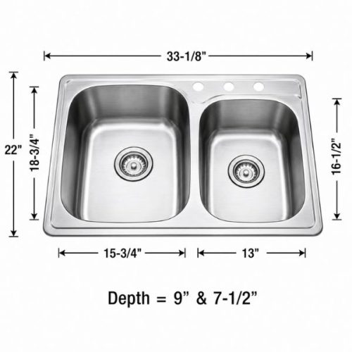 Double equal bowl drop-in kitchen sink in stainless steel