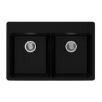 DuraGranit double equal bowl granite sink in Black Sand finish