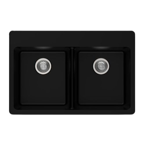 DuraGranit double equal bowl granite sink in Black Sand finish