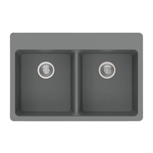 DuraGranit double equal bowl granite sink in Gray Moon finish