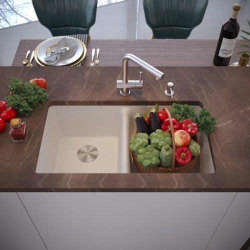 DuraGranit double equal bowl granite sink in Iceberg finish