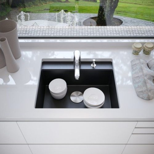 DuraGranit single bowl granite sink 102 in Black Sand finish