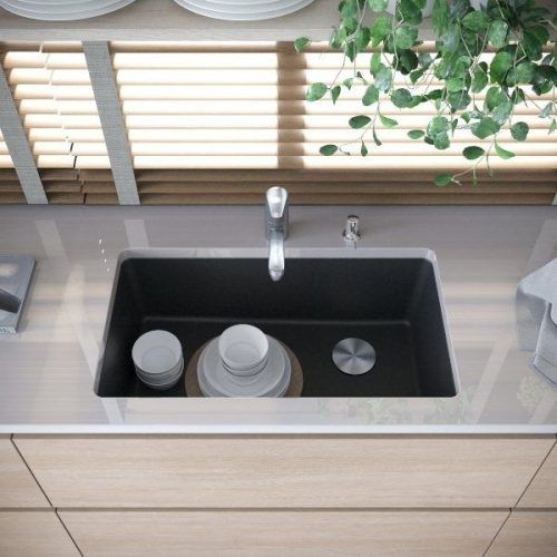 DuraGranit super single bowl granite sink in Black Sand finish