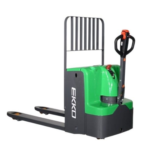 EKKO EP25E electric walkie pallet jack for warehouse handling.