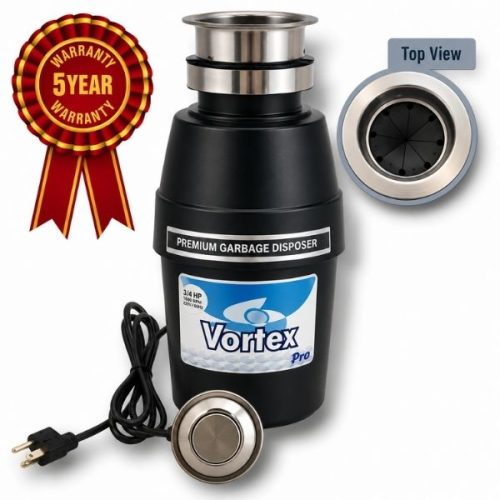 Garbage disposal 3/4 HP with removable splash guard