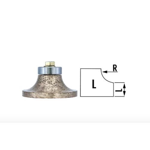 Hurricane Cove Router Shape L for wet stone edge profiling on granite and quartz.