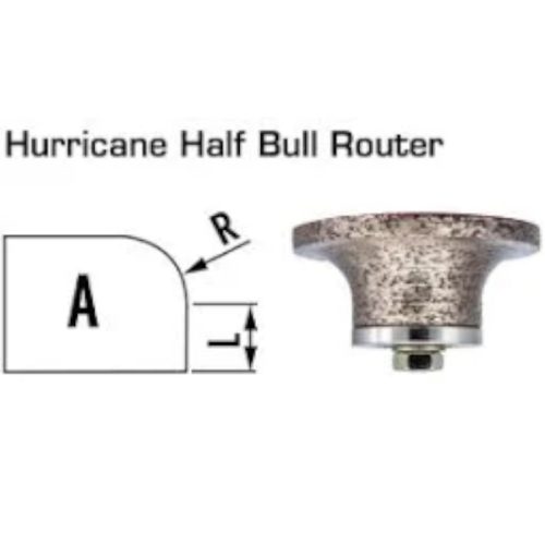 Hurricane Half Bullnose Shape A router bit for stone edge profiling.