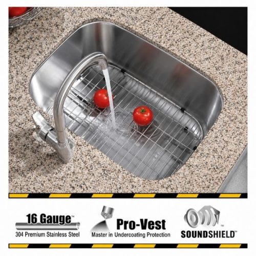 INDUS small single bowl undermount kitchen sink in 16 gauge stainless steel