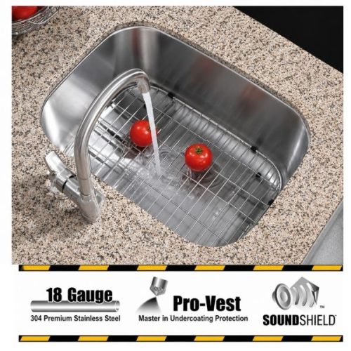 INDUS small single bowl undermount kitchen sink in 18 gauge stainless steel