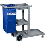 Janitor cart with 25-gallon heavy duty zippered vinyl bag