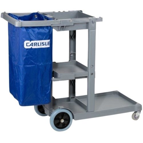 Janitor cart with 25-gallon heavy duty zippered vinyl bag