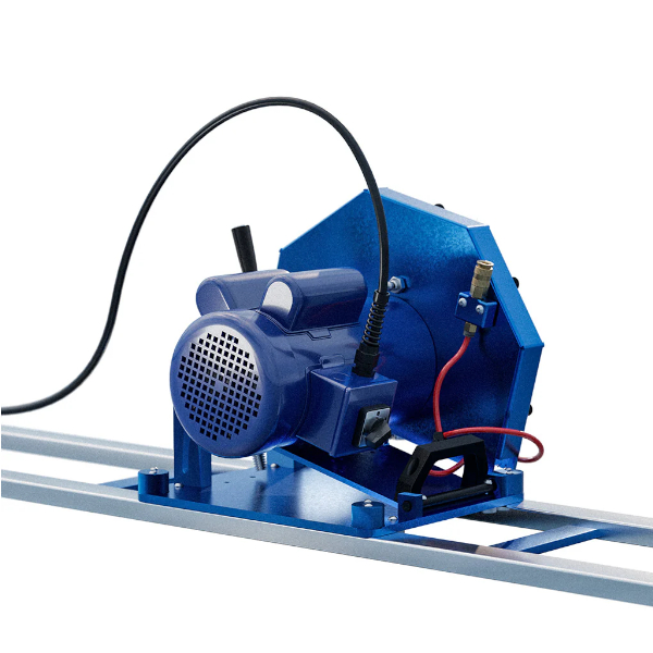 Omega Diamond Blue Ripper Sr Rail Saw with 3HP motor for stone fabrication.