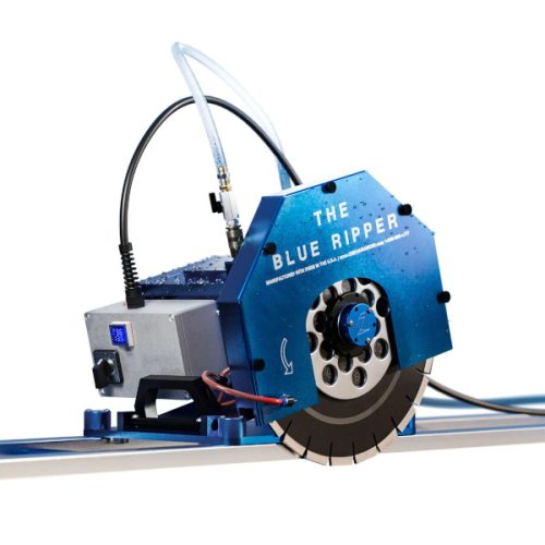 Omega Diamond Blue Ripper Sr Rail Saw for professional stone cutting and fabrication.
