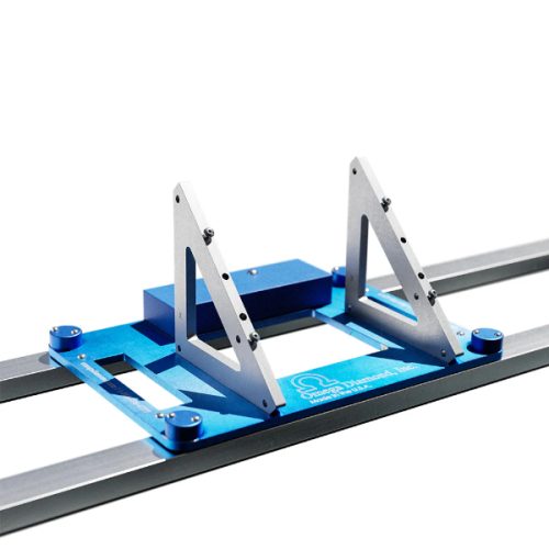 Omega Diamond Miter Base for Blue Ripper Rail Saws for 45-degree miter cuts.