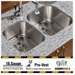 ORION 1-3/4 reverse double bowl undermount kitchen sink in 18 gauge stainless steel
