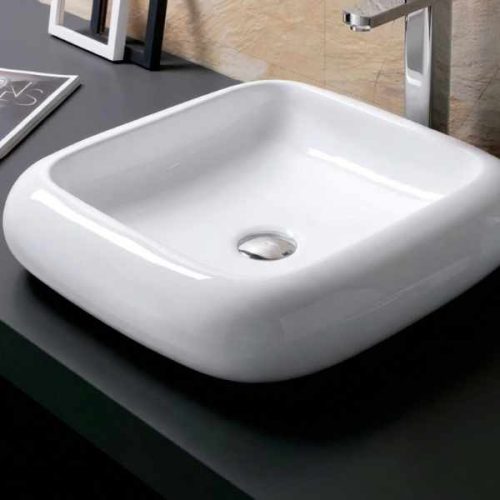 Overmount ceramic vessel sink SIS-CV02W for above counter installation
