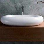 Overmount ceramic vessel sink SIS-CV03W for above counter installation