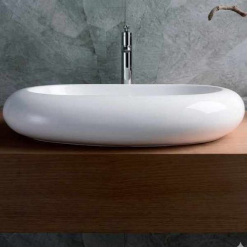 Overmount ceramic vessel sink SIS-CV03W for above counter installation