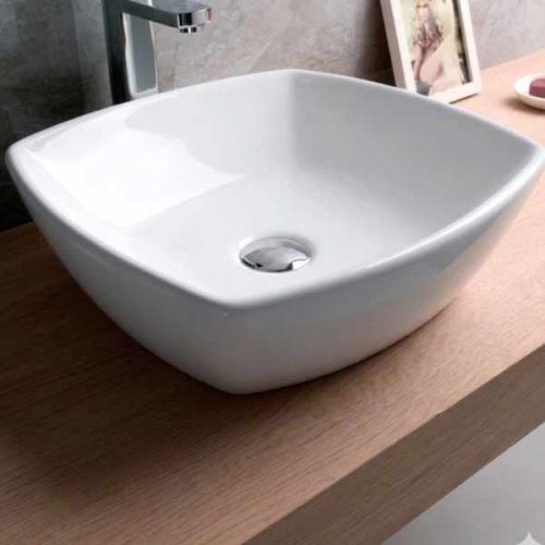 Overmount ceramic vessel sink SIS-CV04W for above counter installation