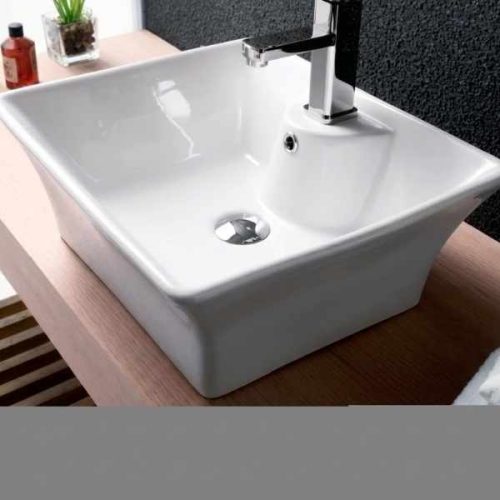 Overmount ceramic vessel sink SIS-CV05W for above counter installation